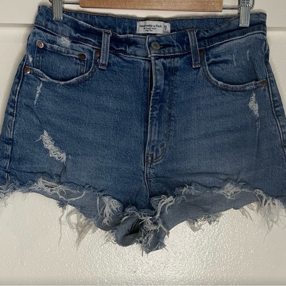 Abercrombie & Fitch Blue Distressed Jean Shorts